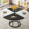 Round Dining Table for 4-6 people, 120cm Kitchen Table with Faux Marble Veneer