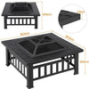 Fire Pits for Garden Square Fire pit For Barbecue,Heating,Cooling Drinks w/Cover