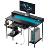 Gaming Desk with Monitor Stand and Sliding Keyboard Tray Black