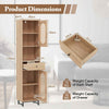 Kitchen 170cm PE Rattan Floor Cabinet w/ Open Compartment & Drawer