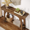 Rustic Brown Console Table 2-Tier Storage Narrow Entryway Shelf
