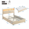Upholstered Bed Frame Velvet 4ft6 Double Size Bed w/ 4 Storage Drawers LED Light