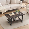 2-Tier Large Wood Coffee Table with Storage Shelf Living Room Furniture