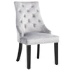 2/4PCS Light Grey Velvet Dining Chairs Tufted Button Knocker Back Kitchen Chair