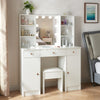 White Dressing Table LED Mirror 3 Drawers Stool Vanity Desk Makeup Set Bedroom