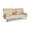 Manhattan Sofa Bed 2 Seater Faux Leather Click Clack - Cream