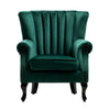 Retro Green Velvet Armchair Wing Back Scallop Shell Accent Tub Chair Upholstered