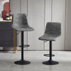 2pcs Bar Stools Faux Suede Padded Seat Stools Black Metal Matte Base Barstools