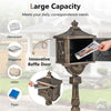 Cast Aluminum Mailbox Outdoor Lockable Security Letter Postbox w/ Baffle Door
