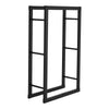 Black Metal Wood Log Storage Rack Stand Fireplace Firewood Holder Indoor Heater