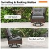 3 Piece Patio Swivel Rocker Set Wicker Rocking Chairs w/ Back Cushions