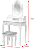 Dressing Table Set With Mirror Stool Five Drawer Makeup Vanity Bedroom Desk