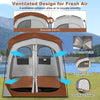 COSTWAY 2 Rooms Shower Tent Oversize Privacy Shelter Tent-Coffee