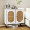 GAINOOM White Rattan Storage Cabinet 2 Door Buffet Sideboard w/Adjustable Shelf