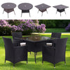 Rattan Tempered Glass Garden Tea Table Outdoor Patio Bistro W/ Umbrella Hole