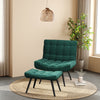 Velvet Upholstered Single Sofa Leisure Lounger Bedroom Accent Chair with Ottoman