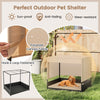 Outdoor Dog Shelter Elevated Rattan Dog House w/Cushioned Bed