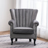 Grey Chesterfield Wing Back Armchair Queen Anne High Back Fireside Winged Chair
