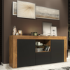 Modern 145cm TV Unit | Oak Matt Body & Black Matt Doors | Cabinet & TV Stand