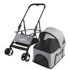 Luxury Folding 4 Wheel Pet Stroller Removable Carrier w/ Brake Adjustable Canopy