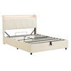 Ottoman Storage Upholstered 4ft6 Double Bed Frame with Storage Headboard Beige