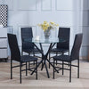 Round Clear Tempered Glass Dining Table Black Metal Legs Dining Room Kitchen