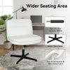Cross Legged Desk Chair Computer PU Leather Vanity Chairs Armless Home Office
