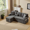 L-Shaped 3 Seater Corner Sofa Bed Pull Out Sectional Couch with Storage, Grey