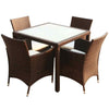 5 Piece Outdoor Dining Set with Cushions Poly Rattan Brown vidaXL