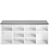 Multi-Storage Shoe Bench Rack 10 Compartments Cushion Moving Shelves Home White