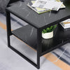Two-Tier Marble Effect Coffee Table with Metal Frame Living Room Table Black