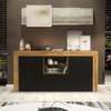 Modern 145cm TV Unit | Oak Matt Body & Black Matt Doors | Cabinet & TV Stand