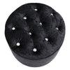 Crushed Velvet Pouffe Footstool Chairs Diamante Dressing Table Foot Stools Black