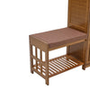 Shoe Bench Cabinet Cupboard 3 Shuttered Doors Footwear Organizer w/ Linen Stool