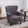 Upholstered Linen Fabric Armchair Wingback Scallop Chair Rivet Lounge Sofa Seat