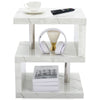 High Gloss Side Coffee Table 2 Tier Bedside End Table With LED Light Living Room