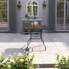 Black Garden Table 80cm Square Patio Bistro Glass Top Dining Table &Parasol Hole