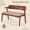 2-Seat Rubber Wood Bench with Soft Padded Seat-Walnut