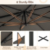 Heavy-Duty Sun Shade Outdoor Offset Hanging Umbrella w/ 360° Rotation-Grey