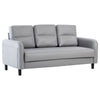 Grey Ergonomics 3 Seater Sofa Modern High Back Fabric Couch Wood Legs 2 Pockets