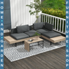 3 Piece L Shaped Garden Sofa Set with Table Cushions Outdoor Patio Furniture Set