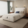 Ottoman Storage Bed Frame 3ft Single Size Bed with Headboard Velvet Fabric Beige