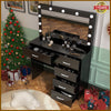Black Dressing Table with LED Lights, Mirror, Adjustable Brightness, Vanity desk