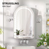 Arch Bathroom Mirror Cabinet with 3-Color Led Lights Wall Mounted with Storage