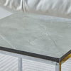 High Gloss Nesting Table Set of 3 - Marble Effect Wood with Chrome Frame