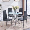 Round White Marble Tempered Glass Dining Table Silver Chromed Legs Dining Room