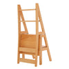 3-in-1 Wooden Stepladder Convertible Folding Step Stool Chair Display Rack Stand