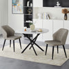 White Round Dining Table Marble Effect Top Kitchen Table with Metal Legs