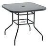 Black Garden Table 80cm Square Desk Patio Outdoor BBQ Dining Table &Parasol Hole