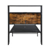 Single Metal Bed Frame with LED, Charging Station, Storage Headboard and Drawer